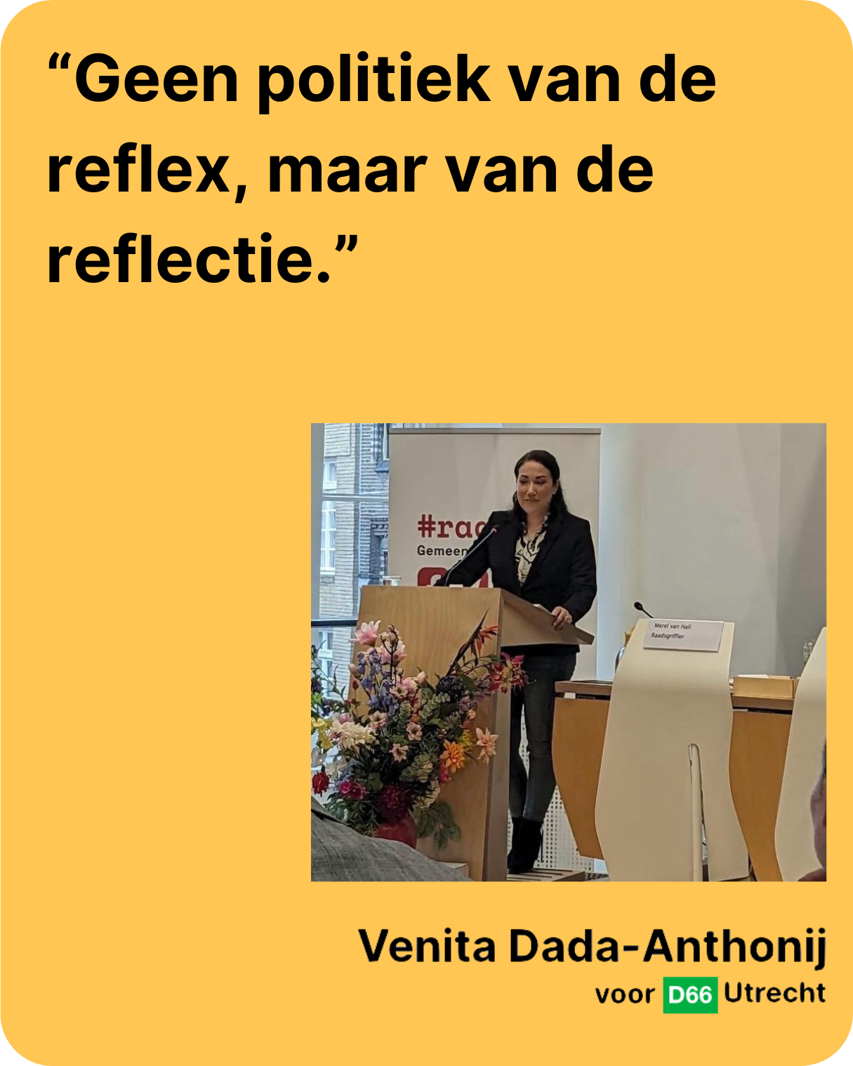 5 minuten Pitch - Online Kandidatenpresentatie D66 Utrecht 1 Geen reflex maar reflectie